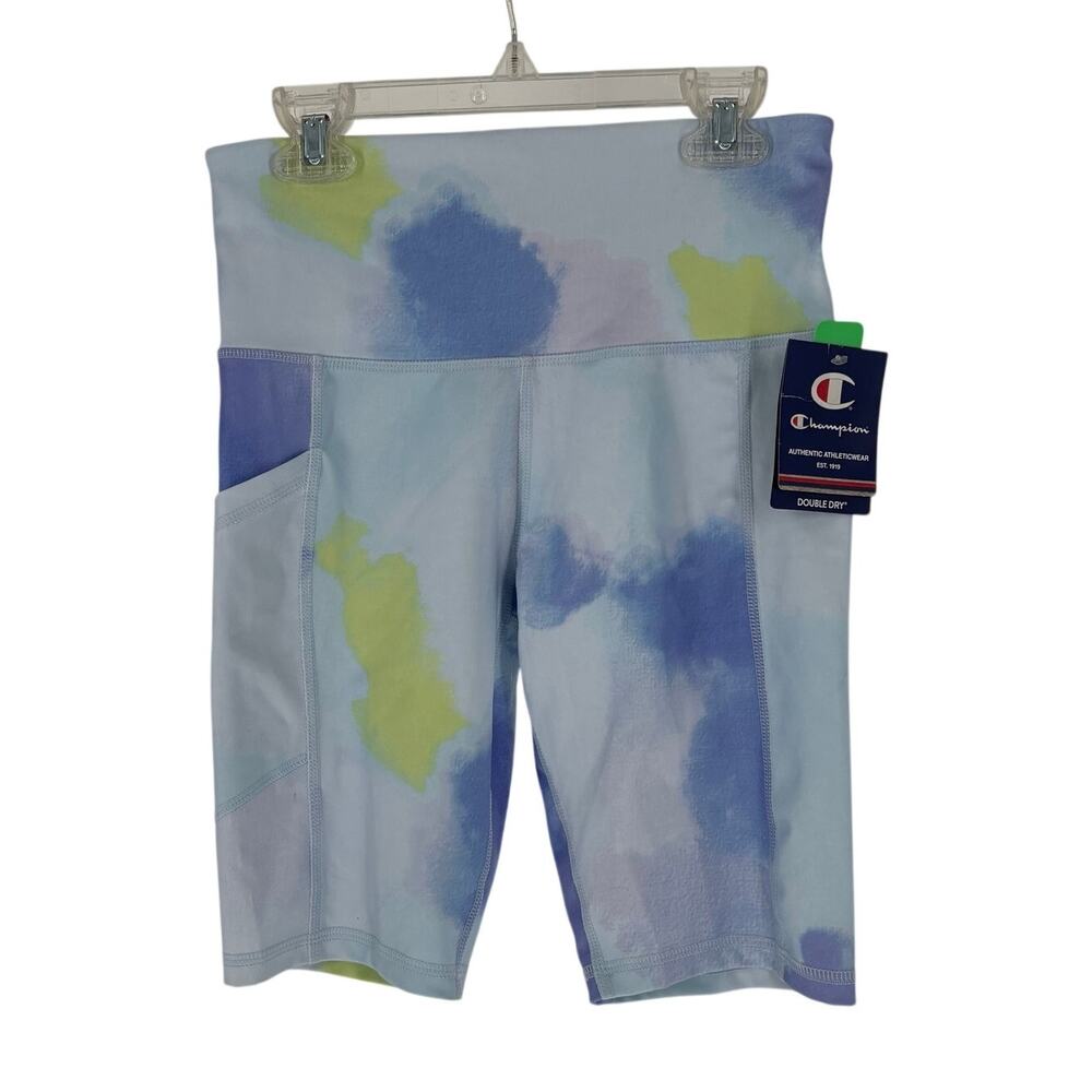 NWT Champion Women's Absolute Eco Tie Dye Bike Shorts 9" Size Small, Double Dry